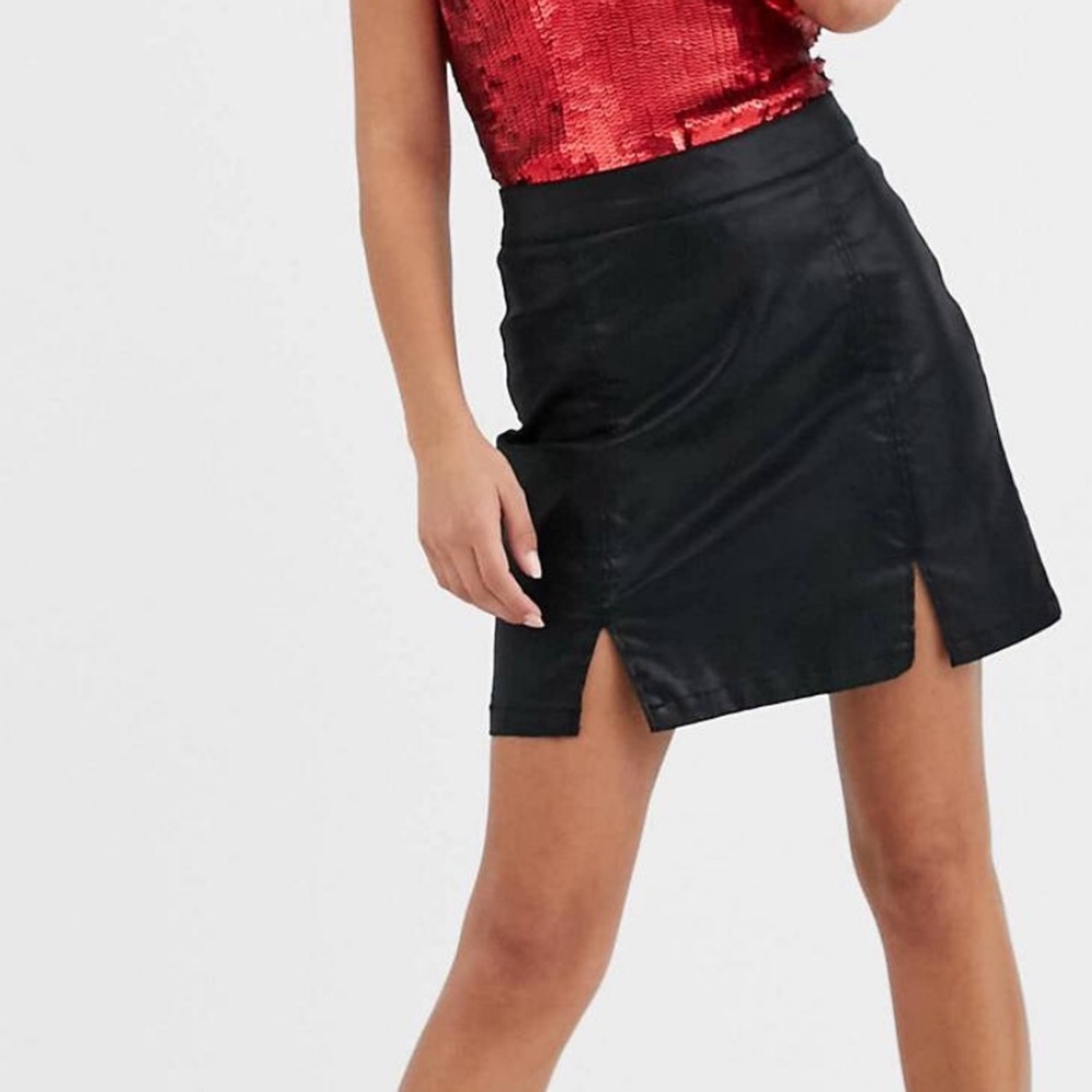 Denim coated mini skirt - Black